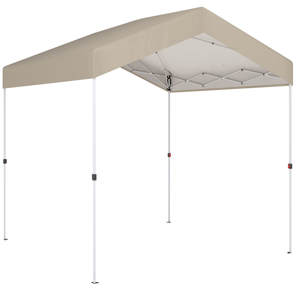 Outsunny tenda dobrável 2,4x2,4 m - tenda pop-up de jardim com upf50+, bloqueio central, altura ajustável, bolsa de transporte e sacos de areia -