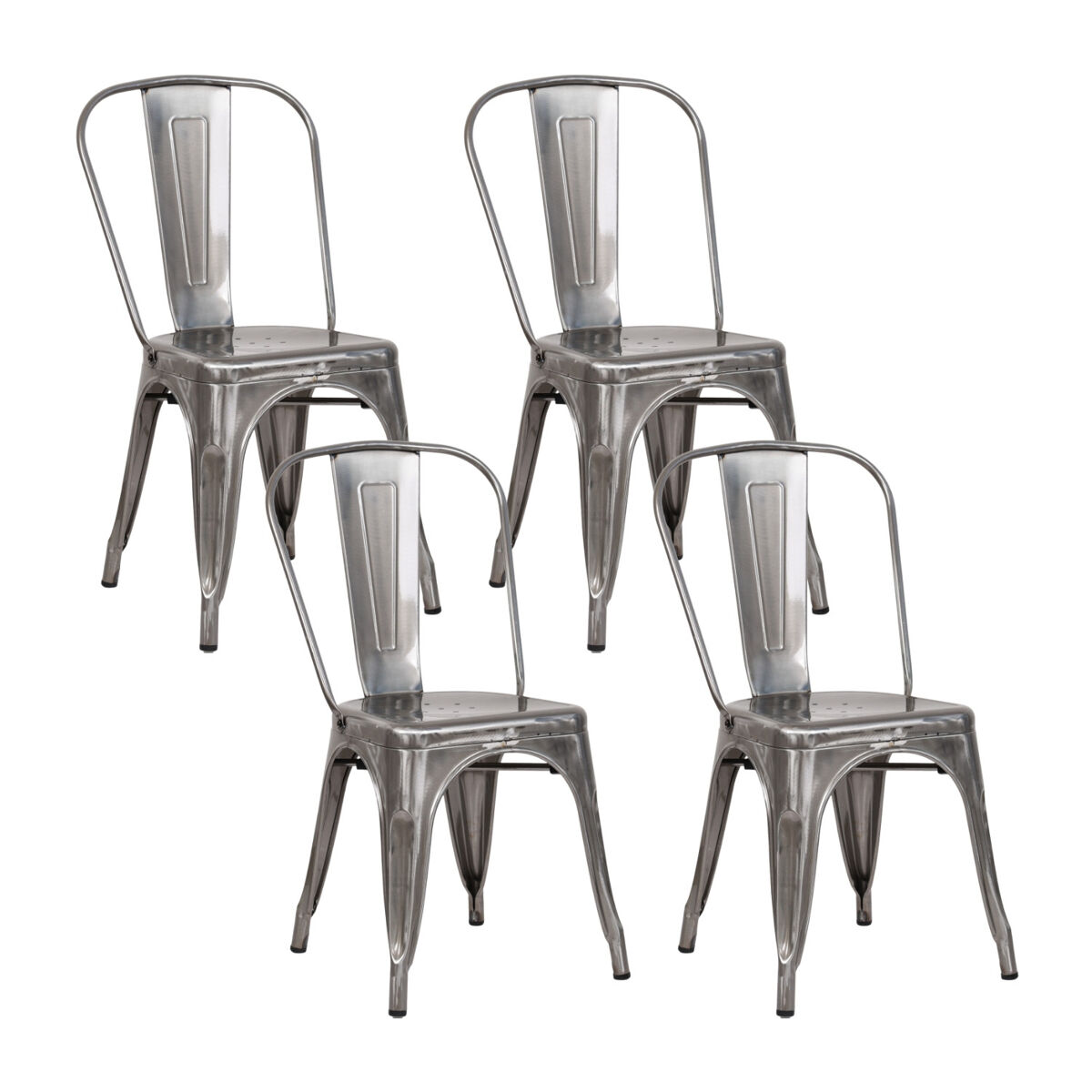 Pack 4 Cadeiras Empilháveis Industriais de Aço Thinia Home