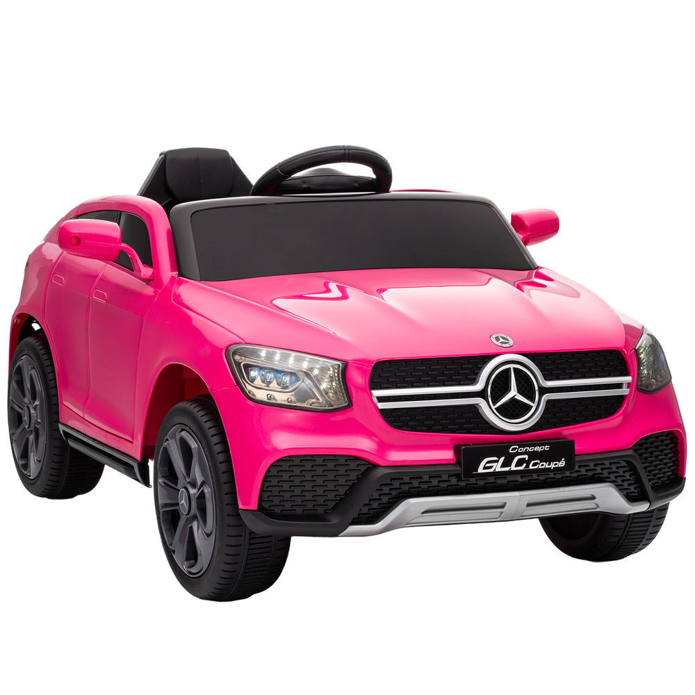 Aiyaplay carro électrique para enfants mercedes-benz glc, coupé com bateria 12v, comando à distância 2,4 g, motor duplo, arranque progressivo, velocidade 3–5 km/h, uso até 80 minutos, mp3, buzina e faróis led, idade 3-6 anos, cor rosa