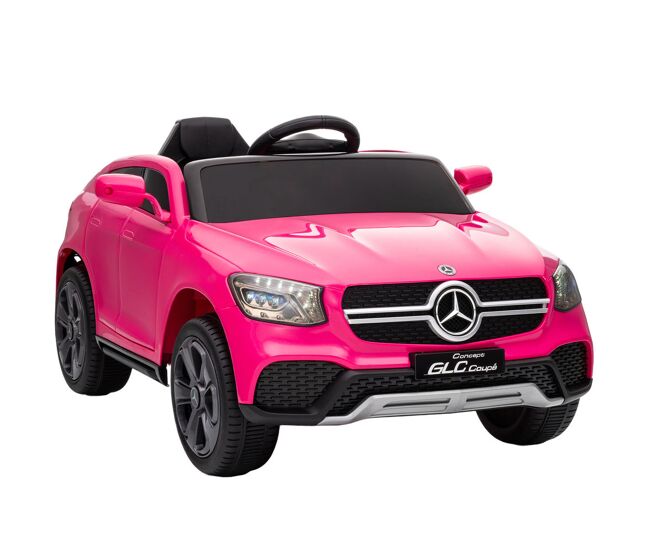 Aiyaplay carro électrique para enfants mercedes-benz glc, coupé com bateria 12v, comando à distância 2,4 g, motor duplo, arranque progressivo, velocidade 3–5 km/h, uso até 80 minutos, mp3, buzina e faróis led, idade 3-6 anos, cor rosa