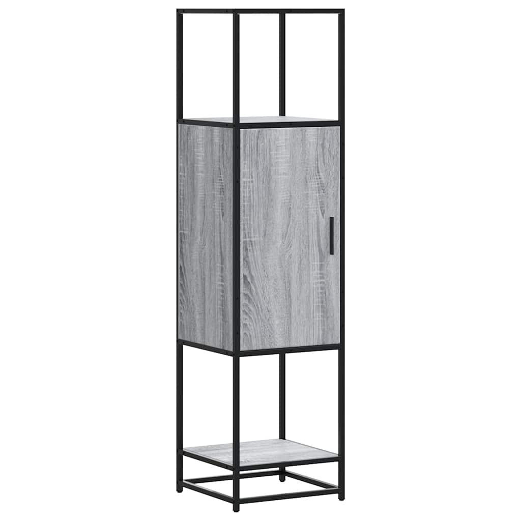 Armário alto - bufete - móvel de apoio 35,5x35x139 cm madeira e metal cinza sonoma pt1477