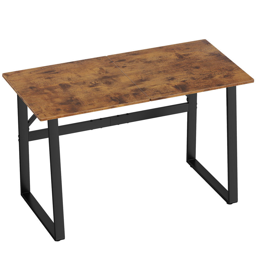 Homcom secretária estilo industrial 120x60x76 cm mesa de computador com estrutura de aço fácil de montar para casa oficina quarto estudo castanho