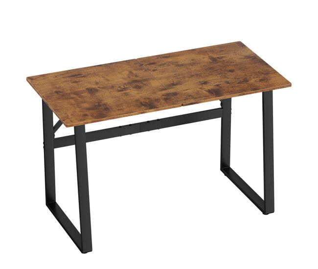 Homcom secretária estilo industrial 120x60x76 cm mesa de computador com estrutura de aço fácil de montar para casa oficina quarto estudo castanho