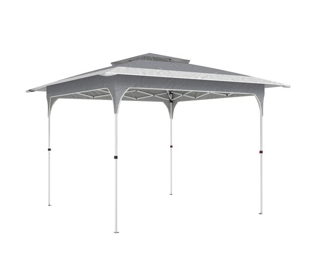 Outsunny tenda dobrável 3,5x3,5 m, pop-up tenda para jardim com teto duplo fecho central upf50+ altura ajustável em 3 níveis e bolsa de transporte