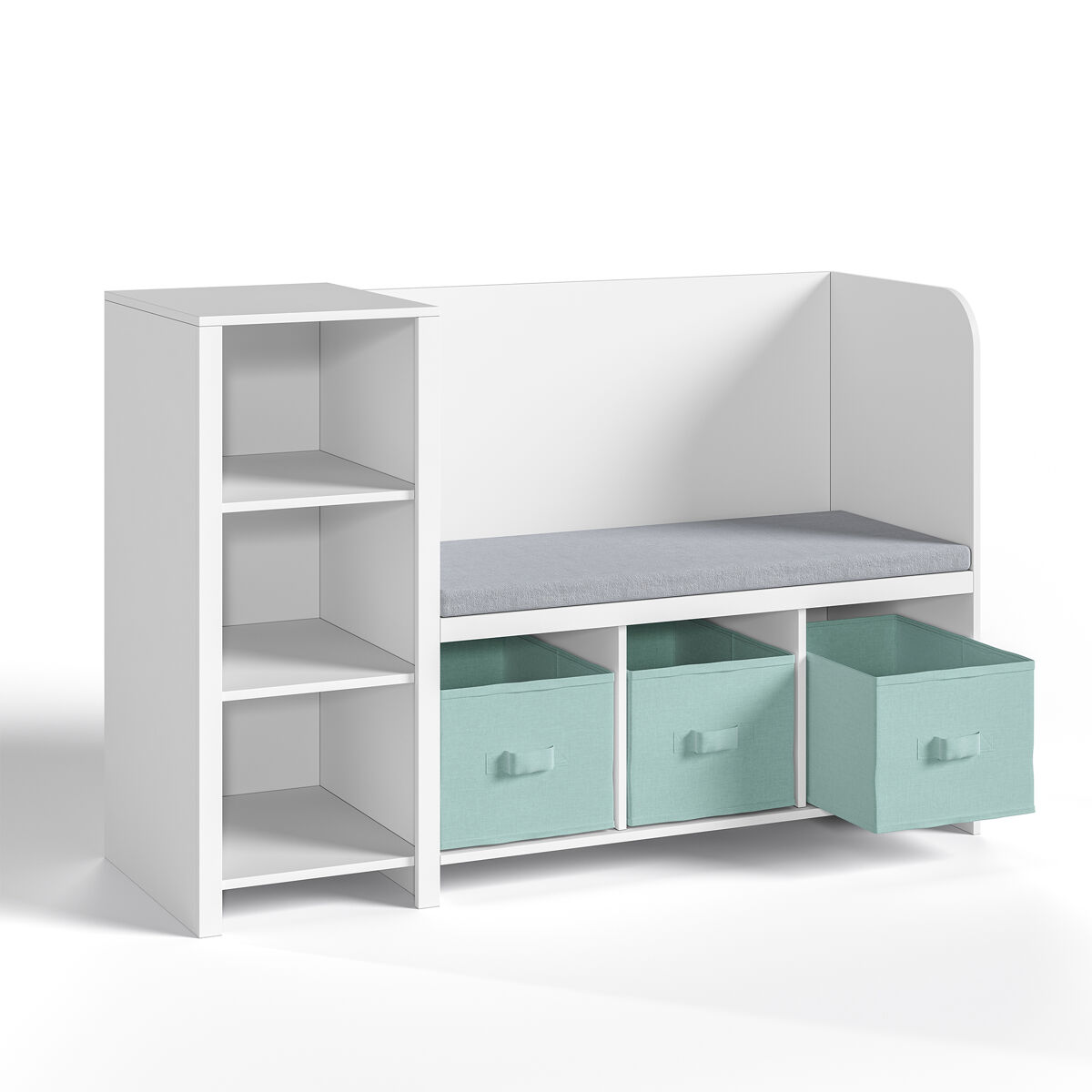 Estante de livros para crianças com banco høylandet 76x112x40 cm - branco/verde [en.casa]