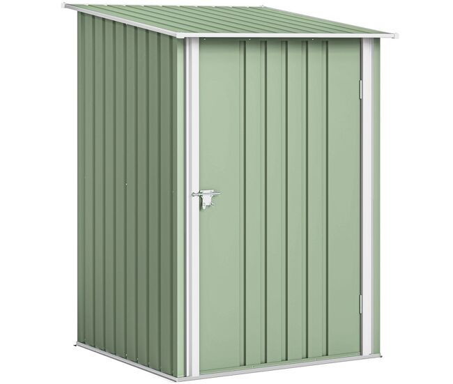 Outsunny abrigo de jardim 0,92 m², 100x103x160 cm abrigo de exterior metálico com 1 porta e fecho para armazenamento de ferramentas para pátio terraço