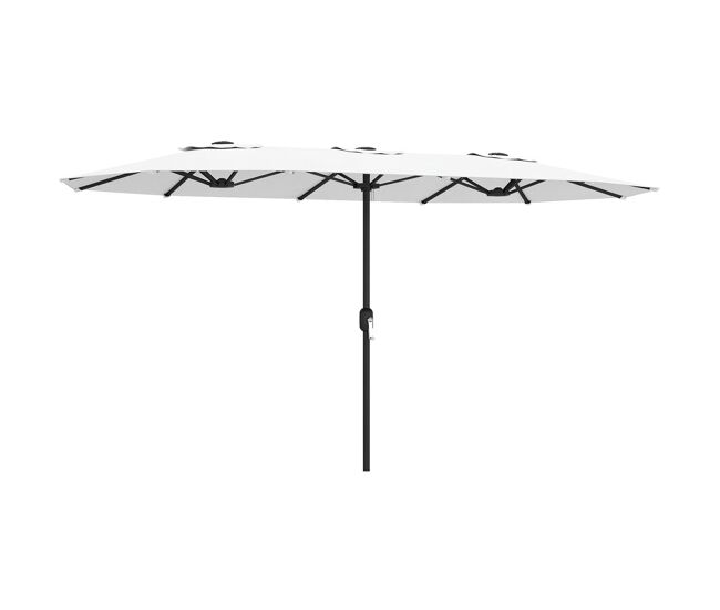 Outsunny chapéu de sol duplo 4,6x2,6 m chapéu de sol de exterior com manivela manual proteção uv50+ capa protetora, resistente à água chapéu de sol