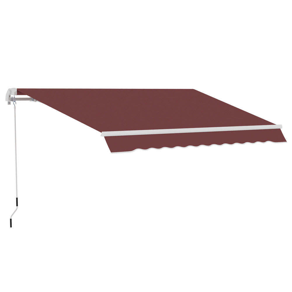 Outsunny toldo manual retrátil 350x250 cm toldo exterior para terraço com ângulo ajustável manivela estrutura de alumínio e proteção uv30+ para jardim