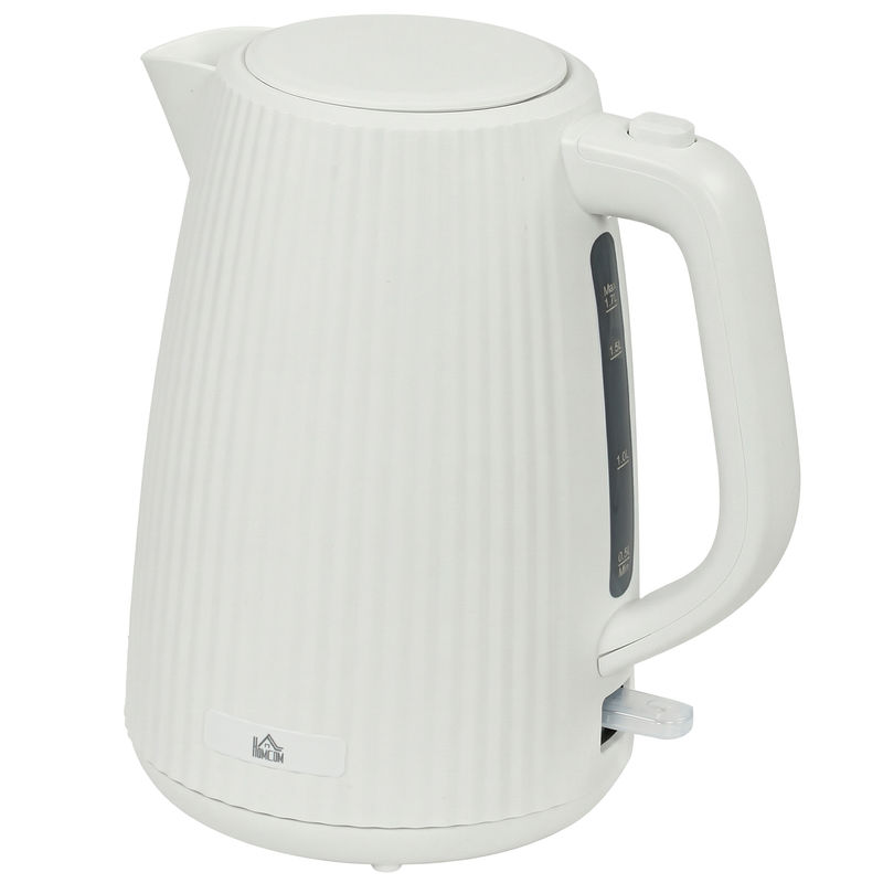Homcom Jarro Elétrico 1,7 L, 2200 W, Aquecedor De Água Com Desligamento Automático, Base Giratória 360°, Filtro Anticalcário Removível, Creme Castanho