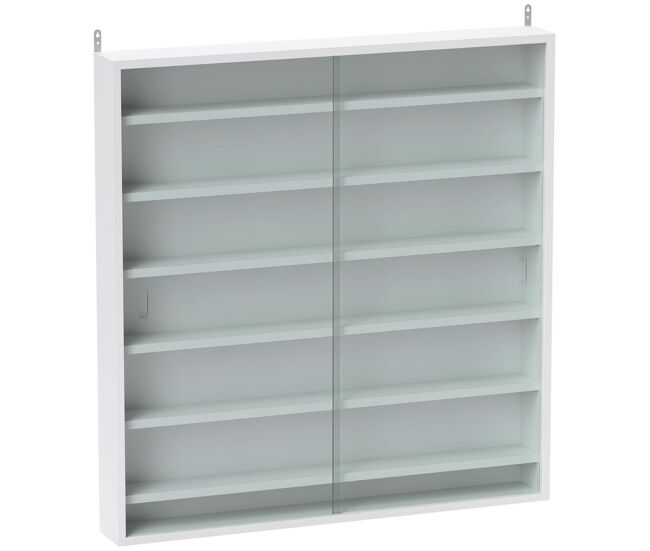 Homcom vitrina expositora para coleções de 7 níveis, vitrina de parede com prateleiras ajustáveis e 2 portas deslizantes de vidro, para perfumes,