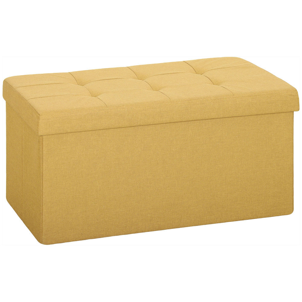 Homcom puff de arrumação banco de arrumação dobrável 84 l 76x38x38 cm estofado em linho sintético baú de arrumação carga 120 kg banco para sala de
