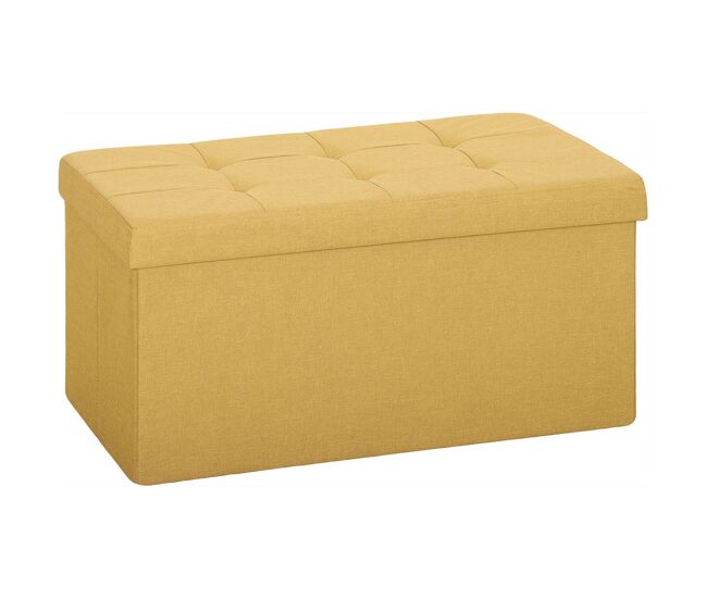 Homcom puff de arrumação banco de arrumação dobrável 84 l 76x38x38 cm estofado em linho sintético baú de arrumação carga 120 kg banco para sala de