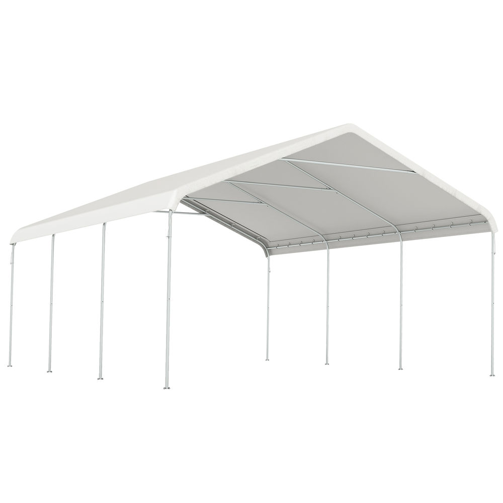 Outsunny tenda para garagem portátil 5x6 m garagem exterior impermeável com estrutura de aço galvanizado cobertura resistente anti-uv abrigo para