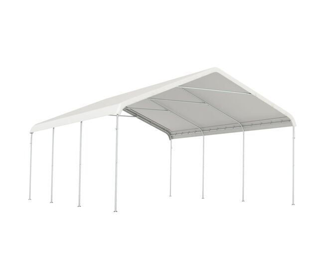 Outsunny tenda para garagem portátil 5x6 m garagem exterior impermeável com estrutura de aço galvanizado cobertura resistente anti-uv abrigo para