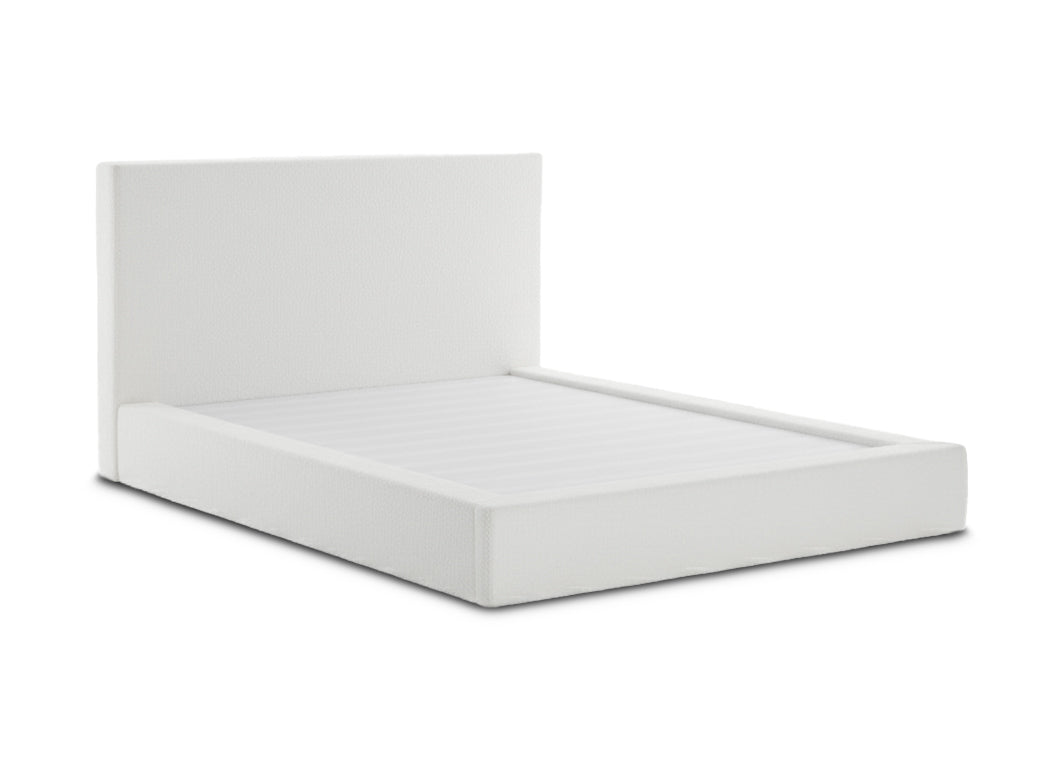 Cama de casal teddy com cabeceira, branca, 150 cm