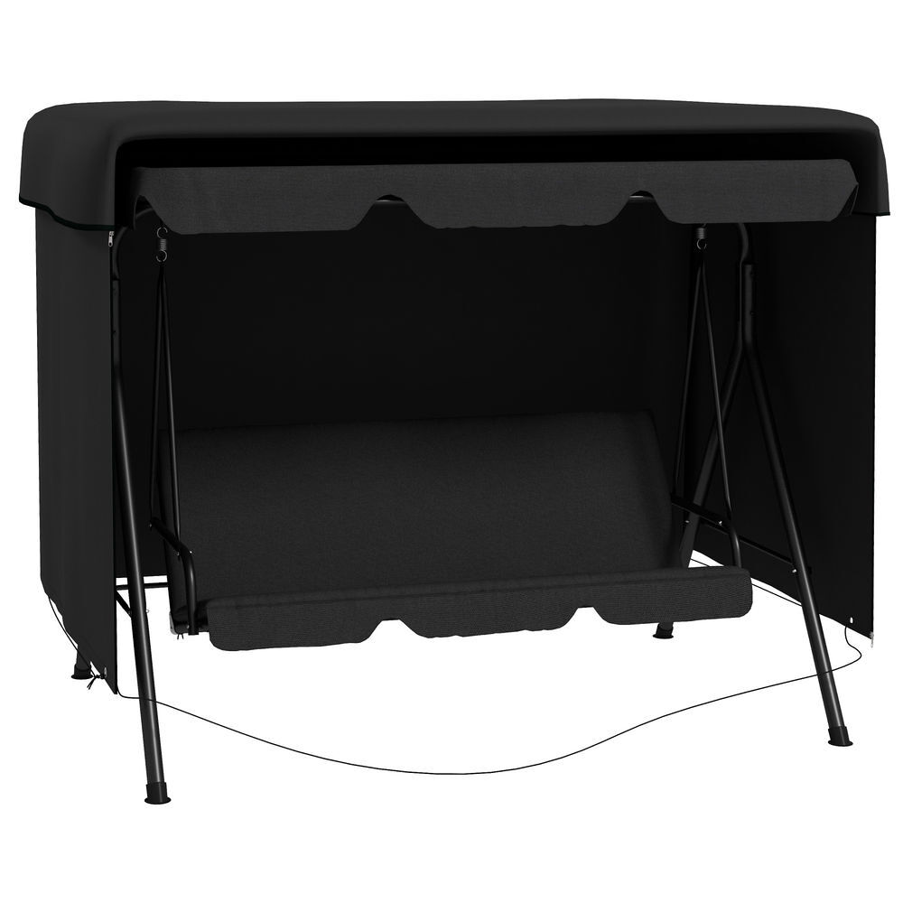 Outsunny capa para baloiço de jardim, capa para baloiço de exterior com fecho, impermeável, 215x155x150 cm, preto