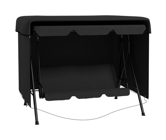 Outsunny capa para baloiço de jardim, capa para baloiço de exterior com fecho, impermeável, 215x155x150 cm, preto