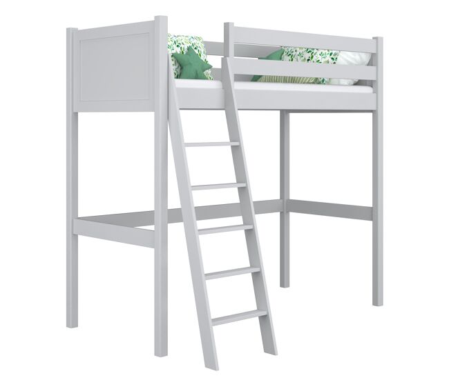 Cama alta de madeira n04 cinza