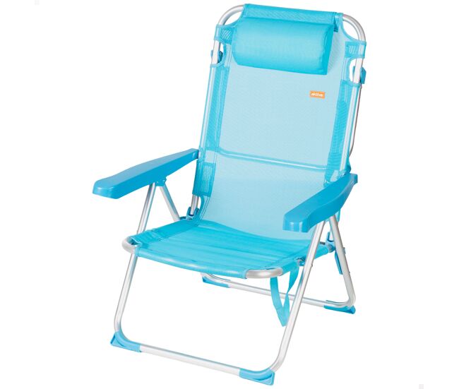Aktive cadeira de praia alta multiposições 48x60x90 cm bleu