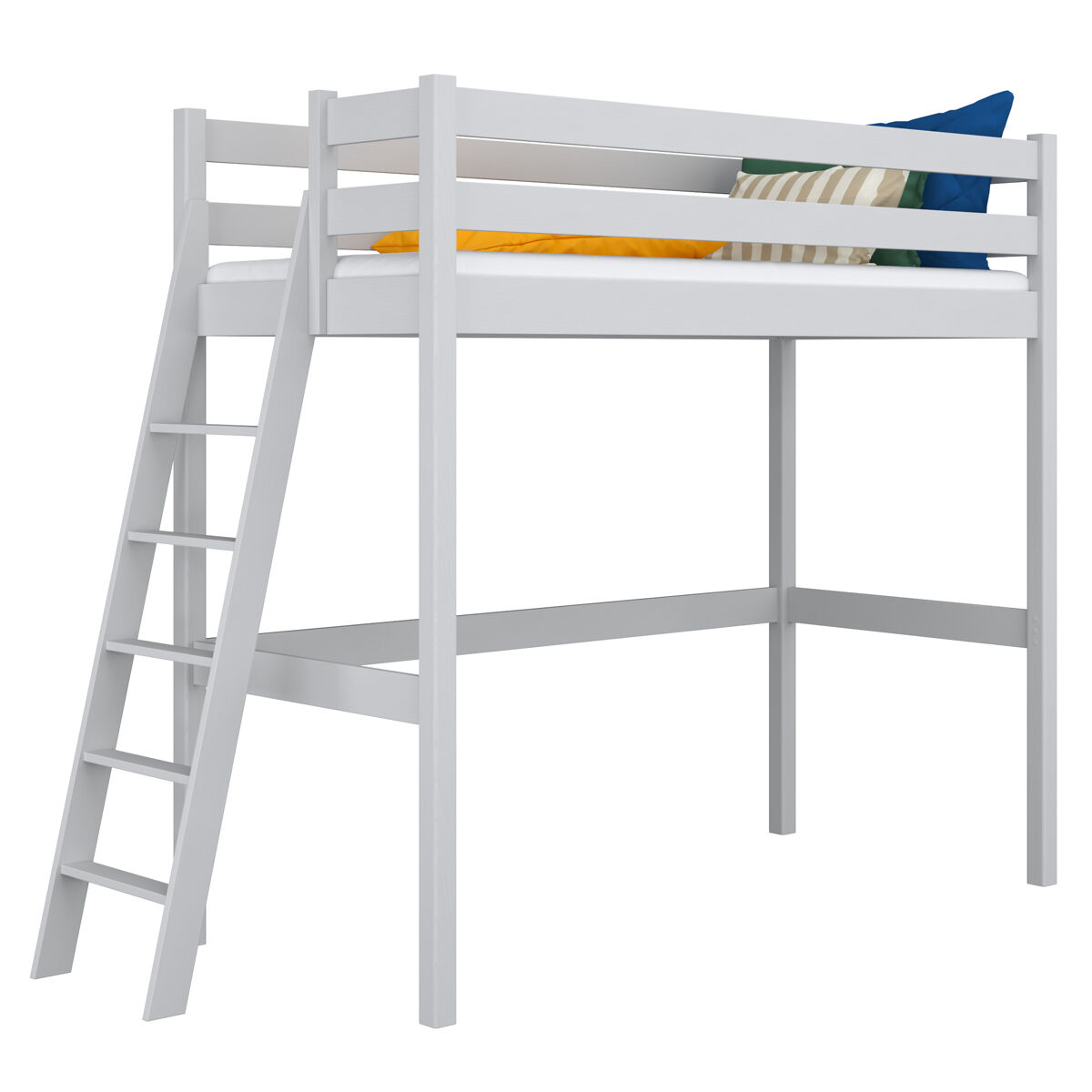 Cama alta de madeira n02 gris