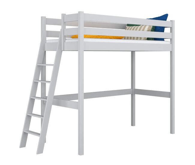 Cama alta de madeira n02 gris