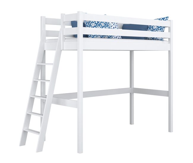 Cama alta de madeira n02 branco