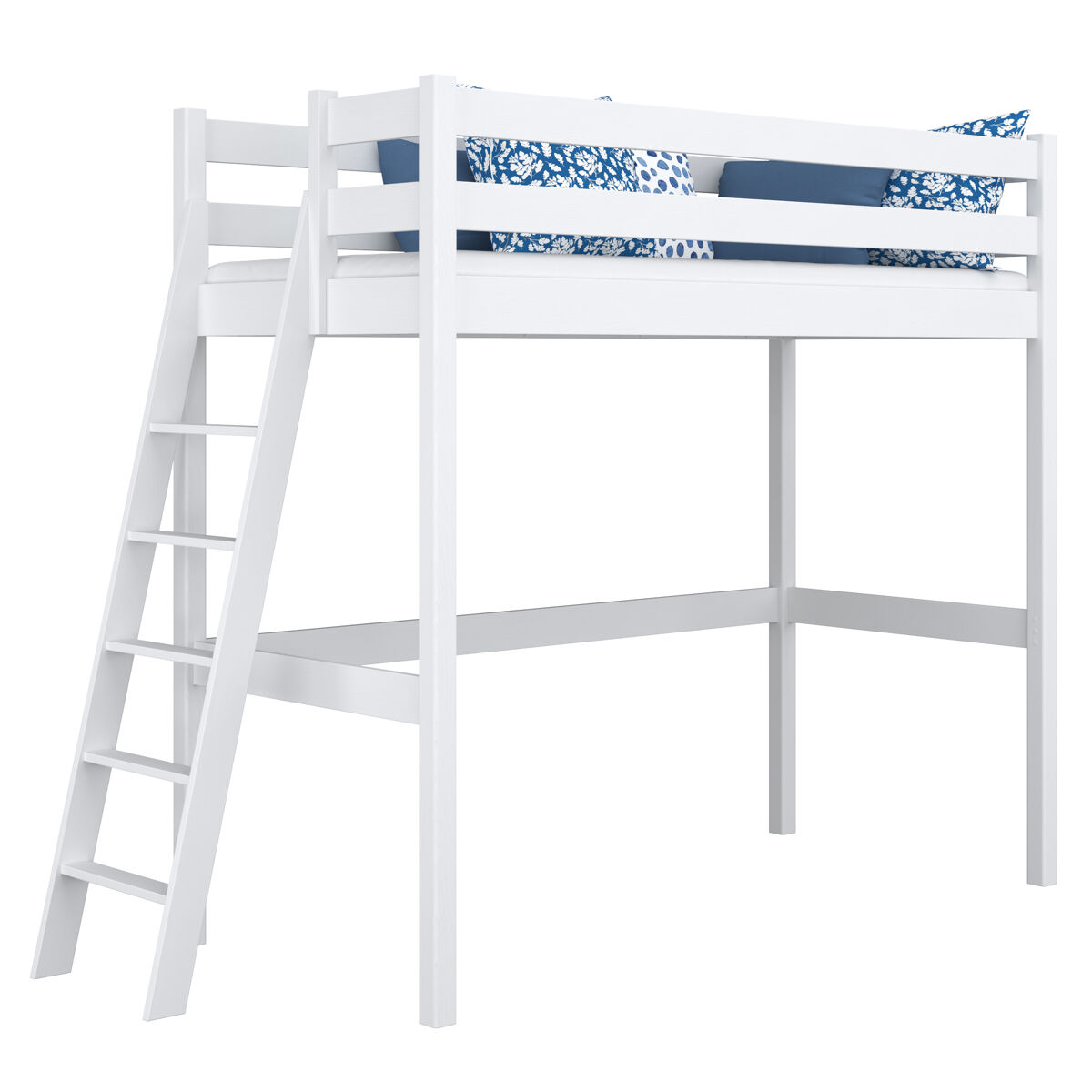 Cama alta de madeira n02 branco