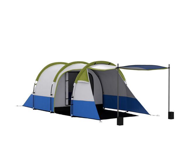 Outsunny tenda familiar para 3 pessoas tenda de campismo dobrável leve com 2 quartos bolsa de transporte impermeável 2000 mm para praia e caminhadas