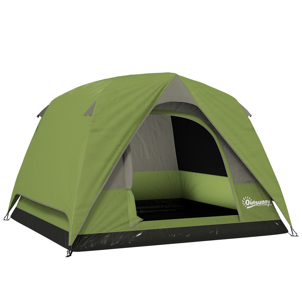 Outsunny tenda de campismo para 2-3 pessoas tenda dobrável com porta janelas de rede bolso gancho e saco de transporte impermeável montagem fácil para