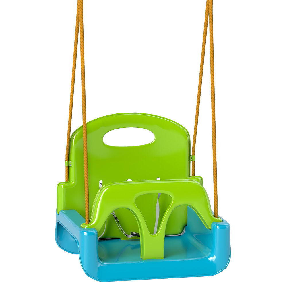 Outsunny baloiço infantil 3 em 1 baloiço para crianças cordas ajustáveis com encosto removível barra em t cinto de segurança para interior e exterior