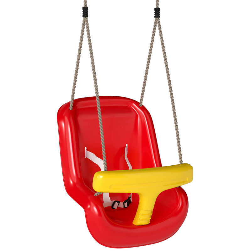Aiyaplay baloiço infantil baloiço para crianças corda ajustável com encosto alto barra de segurança em t para interior e exterior vermelho