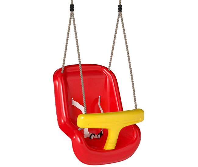 Aiyaplay baloiço infantil baloiço para crianças corda ajustável com encosto alto barra de segurança em t para interior e exterior vermelho