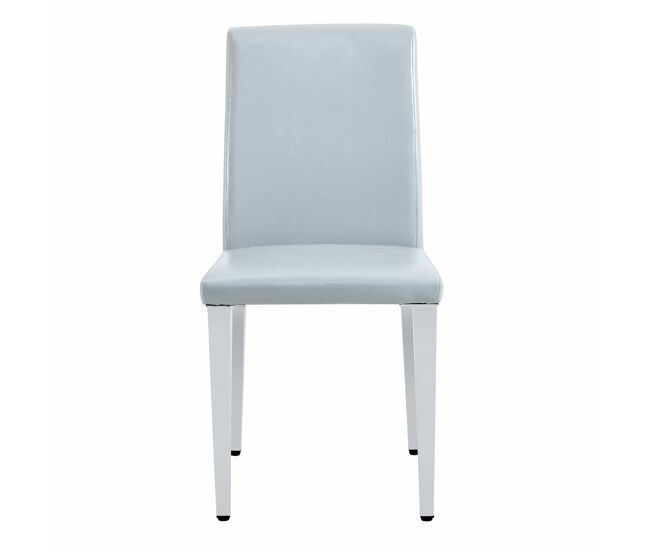 Cadeiras de sala de jantar, 4 unidades - design minimalista europeu, estofadas em pu cinza claro texturizado e pernas metálicas prateadas - cinza