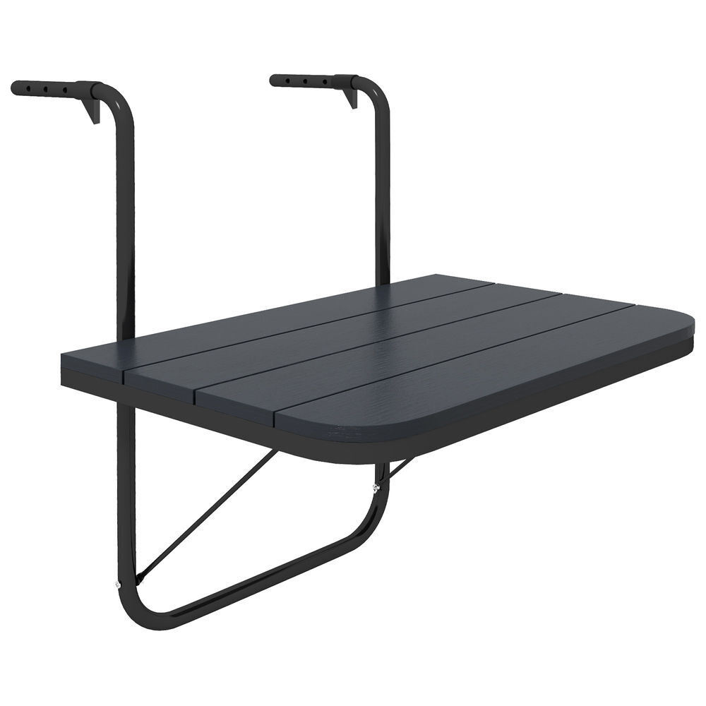 Outsunny mesa suspensa de varanda, mesa dobrável de alumínio para grade, com altura ajustável em 4 níveis, adaptável a 4 larguras, suporta até 25 kg,