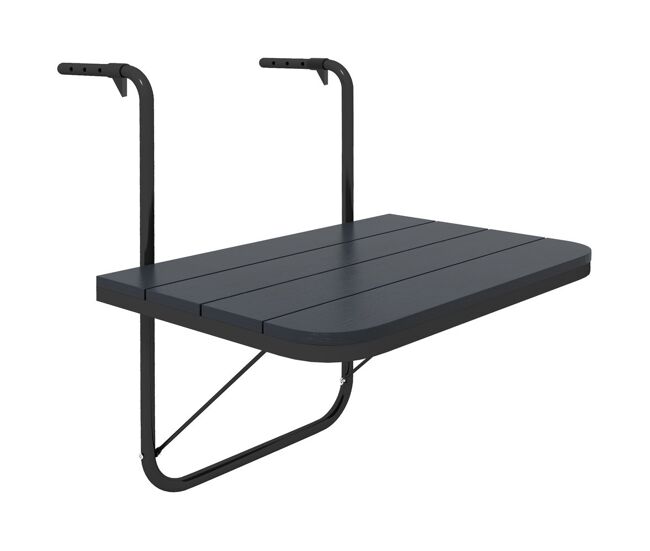 Outsunny mesa suspensa de varanda, mesa dobrável de alumínio para grade, com altura ajustável em 4 níveis, adaptável a 4 larguras, suporta até 25 kg,