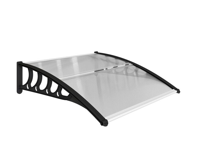 Outsunny marquise exterior para portas e janelas, 103x96,5 cm, cobertura de proteção contra sol e chuva, com painel de policarbonato, suportes de pp e