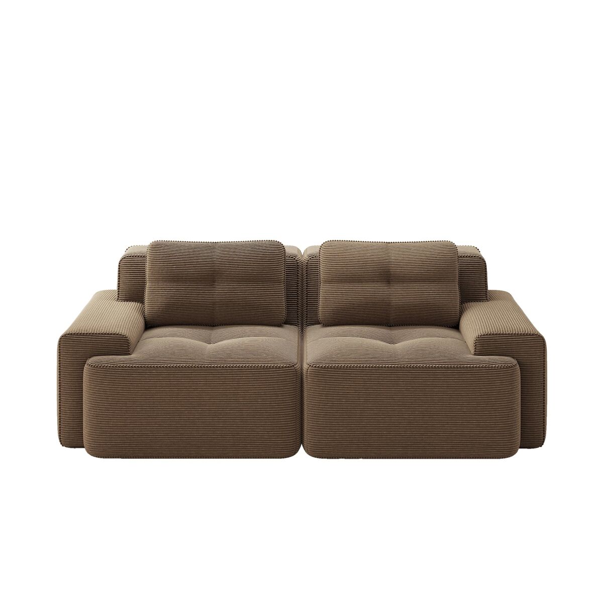 Sofá modular + 2 lugares - moderno, confortável, assento profundo, veludo canelado - castanho