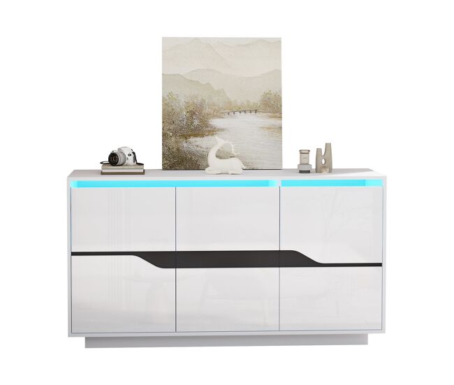 Aparador de painel de partículas com 3 portas,branco