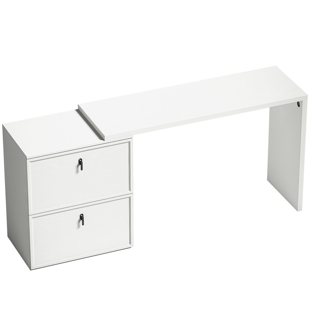 Homcom secretária reversível em forma de l, secretária de canto com 2 gavetas arquivadoras a4, design moderno para espaços pequenos, escritório em