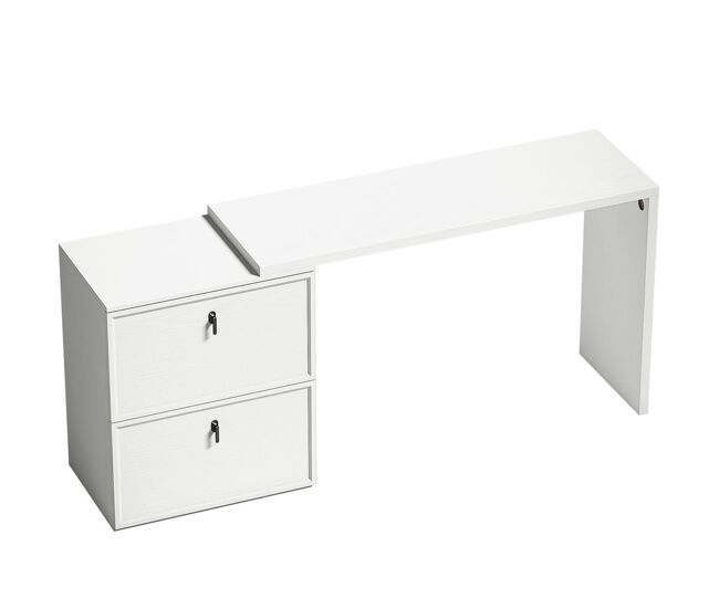 Homcom secretária reversível em forma de l, secretária de canto com 2 gavetas arquivadoras a4, design moderno para espaços pequenos, escritório em
