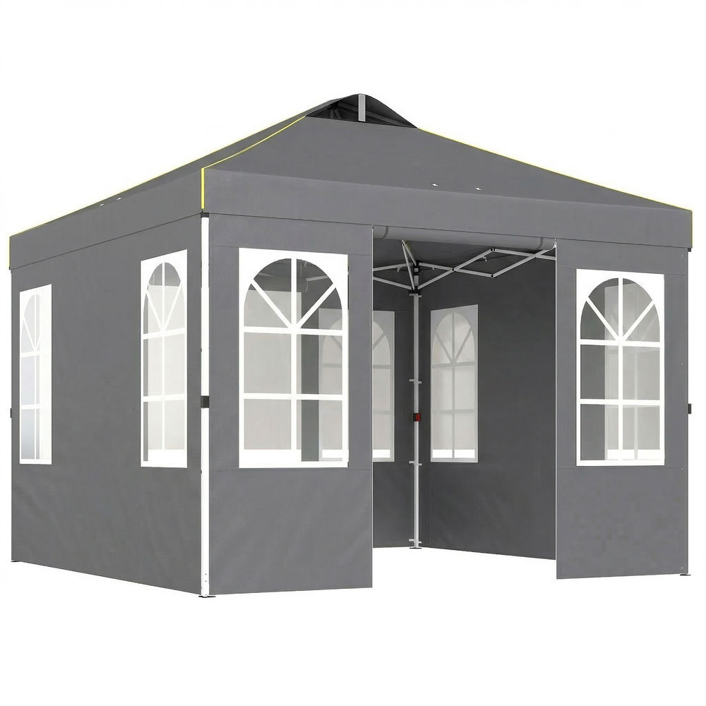 Outsunny tenda dobrável 3x3 m pop-up com 4 laterais removíveis, upf50+, bloqueio central, altura ajustável, bolsa de transporte e sacos de areia -