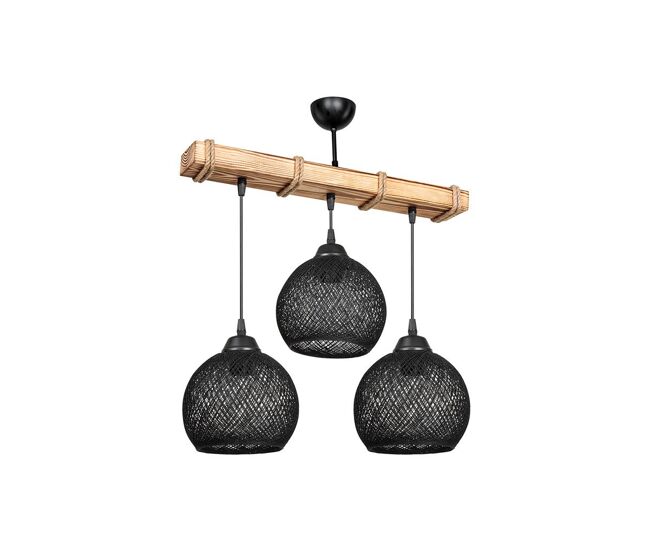 Candeeiro suspenso fiona e27 noir natural 50x20x63 cm