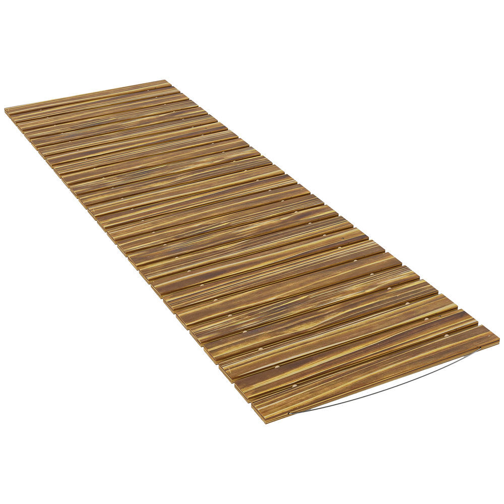 Outsunny caminho de ripas de madeira 120x38 cm enrolável para exteriores resistente às intempéries, decoração de jardim para praia, casamento e festa