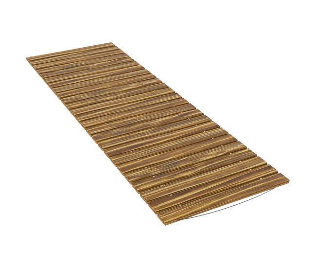 Outsunny caminho de ripas de madeira 120x38 cm enrolável para exteriores resistente às intempéries, decoração de jardim para praia, casamento e festa