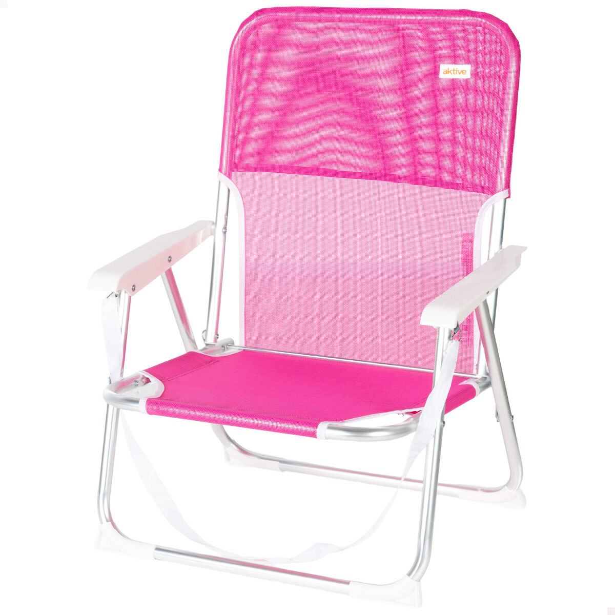Aktive cadeira de praia dobrável 44x40x72 cm fúcsia com pega
