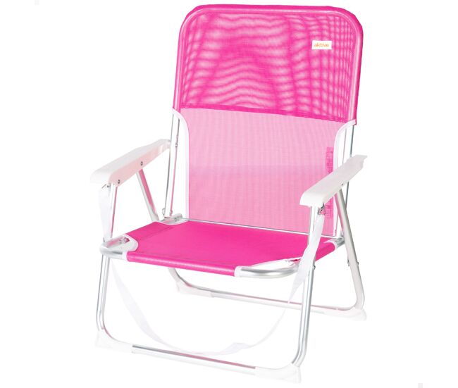 Aktive cadeira de praia dobrável 44x40x72 cm fúcsia com pega