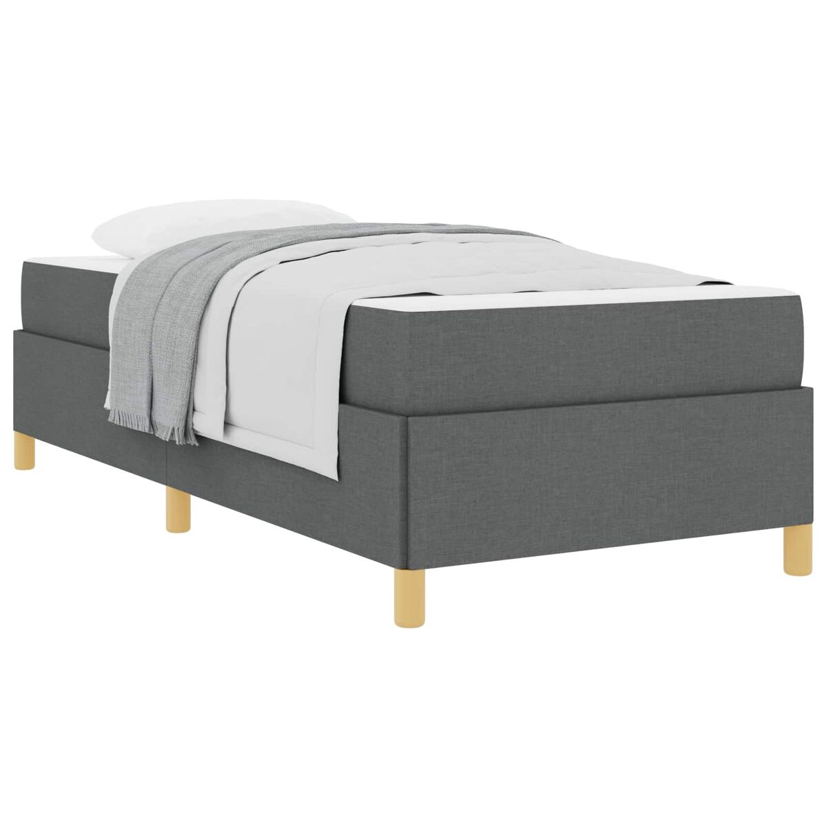 Estrutura de cama de solteiro para adultos com colchão - cinza escuro 100 x 200 cm tecido