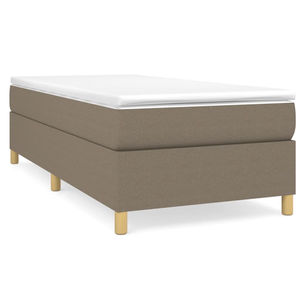 Estrutura de cama de solteiro para adultos com molas 90x190 cm tecido cinzento