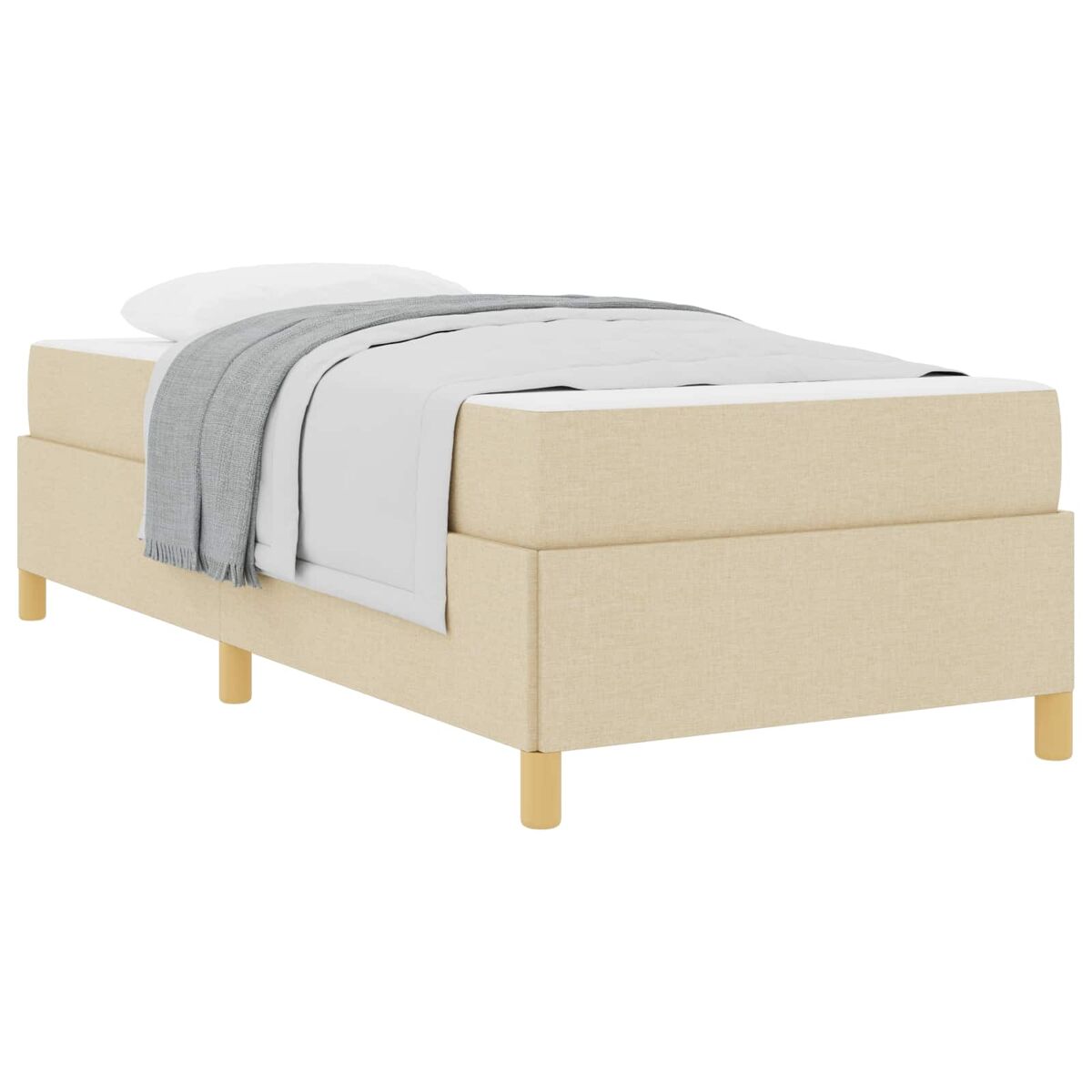 Estrutura de cama de solteiro para adultos com colchão - creme 100 x 200 cm tecido