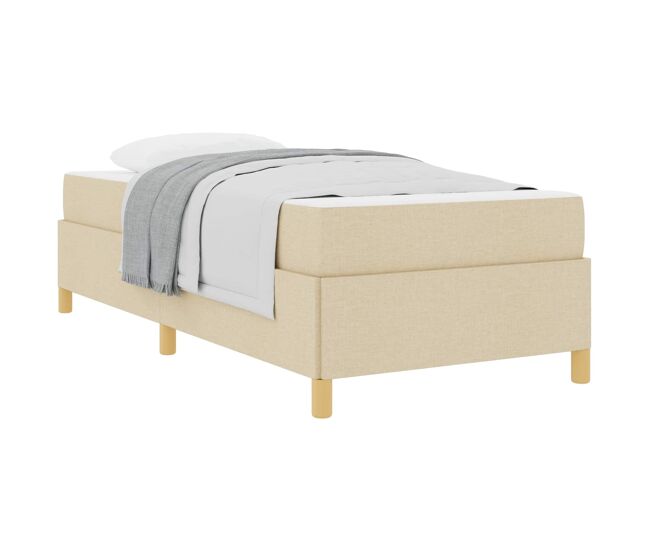 Estrutura de cama de solteiro para adultos com colchão - creme 100 x 200 cm tecido